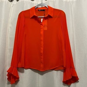 NWT Zara Sheer Blouse